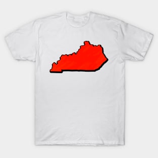 Bright Red Kentucky Outline T-Shirt